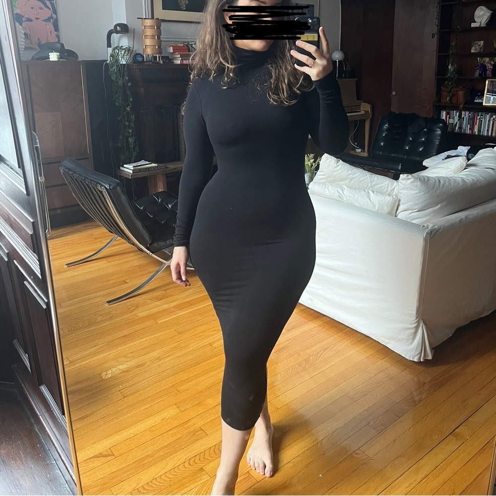 NAKED WARDROBE black turtleneck midi maxi dress